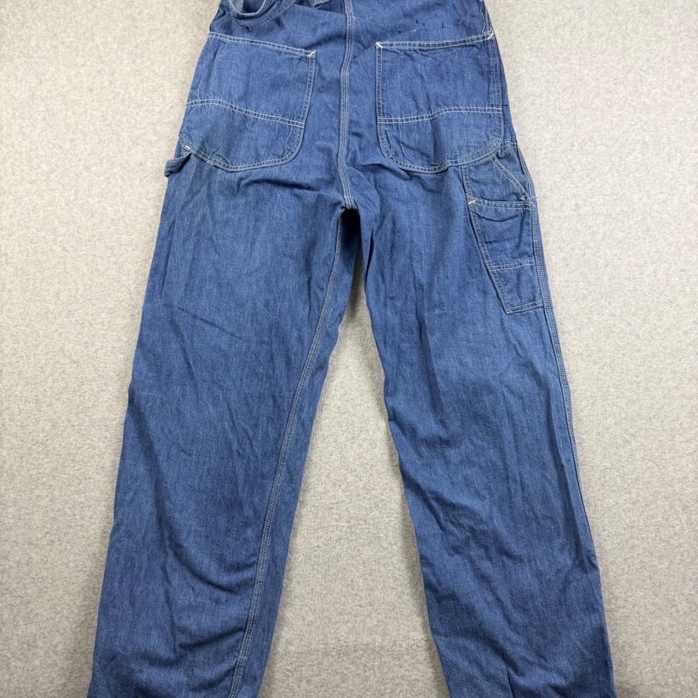 Vintage 70s Lee Denim Bib Overalls Mens 34x30 Blue Workwear Made in USA - Picture 5 of 9